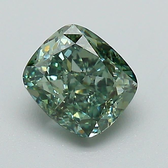 1.01 Ct. Fancy Vivid Green Cushion Lab Grown Diamond