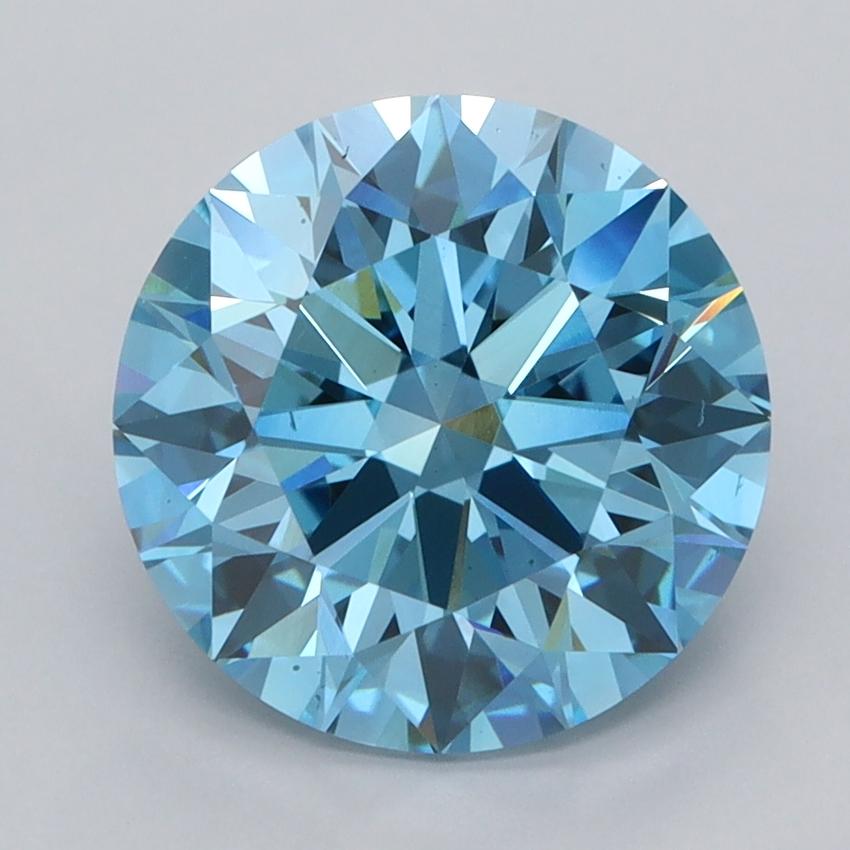 3.54 Ct. Fancy Vivid  Blue Round Lab Grown Diamond