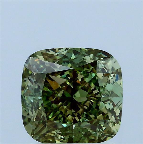 2.02 Ct. Fancy Vivid Green Cushion Lab Grown Diamond