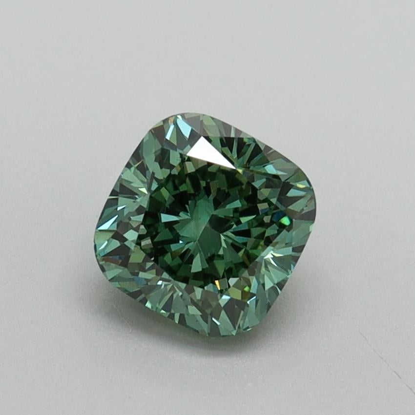1.03 Ct. Fancy Vivid Green Cushion Lab Grown Diamond