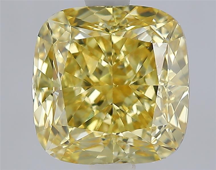 3.07 Ct. Fancy Vivid Yellow Yellow Cushion Lab Grown Diamond