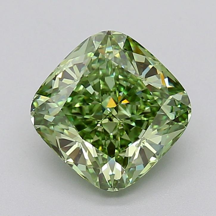 2.78 Ct. Fancy Vivid  Green Cushion Lab Grown Diamond