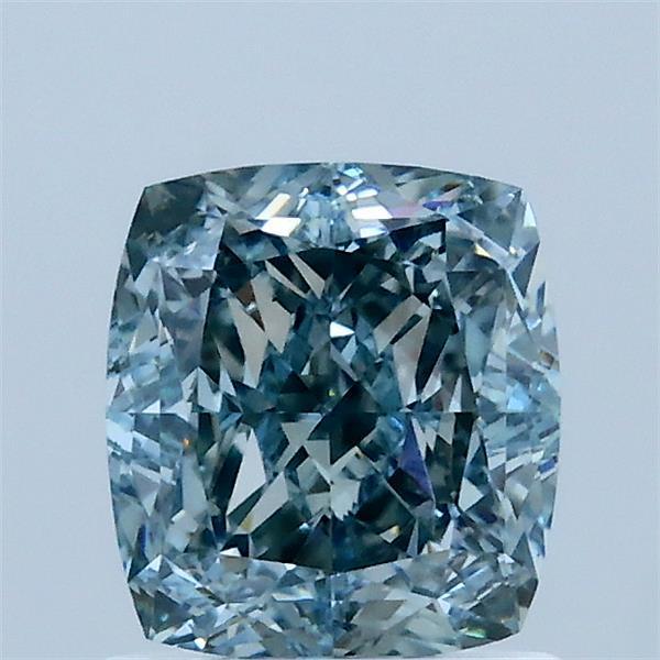 1.43 Ct. Fancy Intense Greenish Blue Cushion Lab Grown Diamond