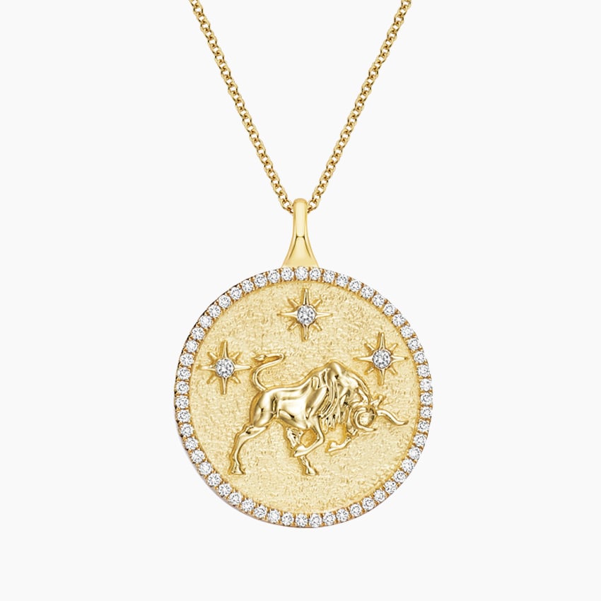 9ct Gold Taurus Zodiac & Birthstone Pendant (May) – Bijou Jewellery