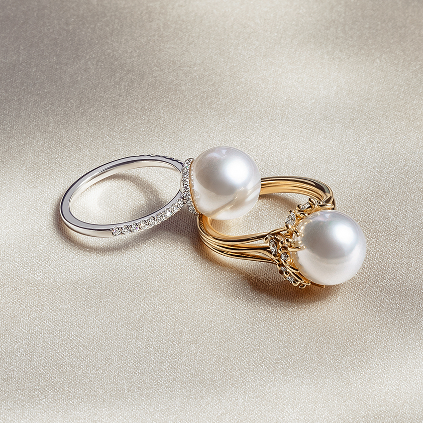 Debutante Cultured Pearl and Diamond Cocktail Ring Brilliant Earth