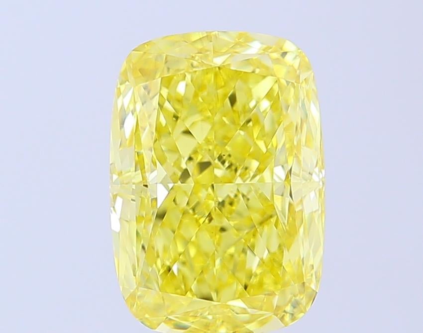 5.54 Ct. Fancy Vivid  Yellow Cushion Lab Grown Diamond
