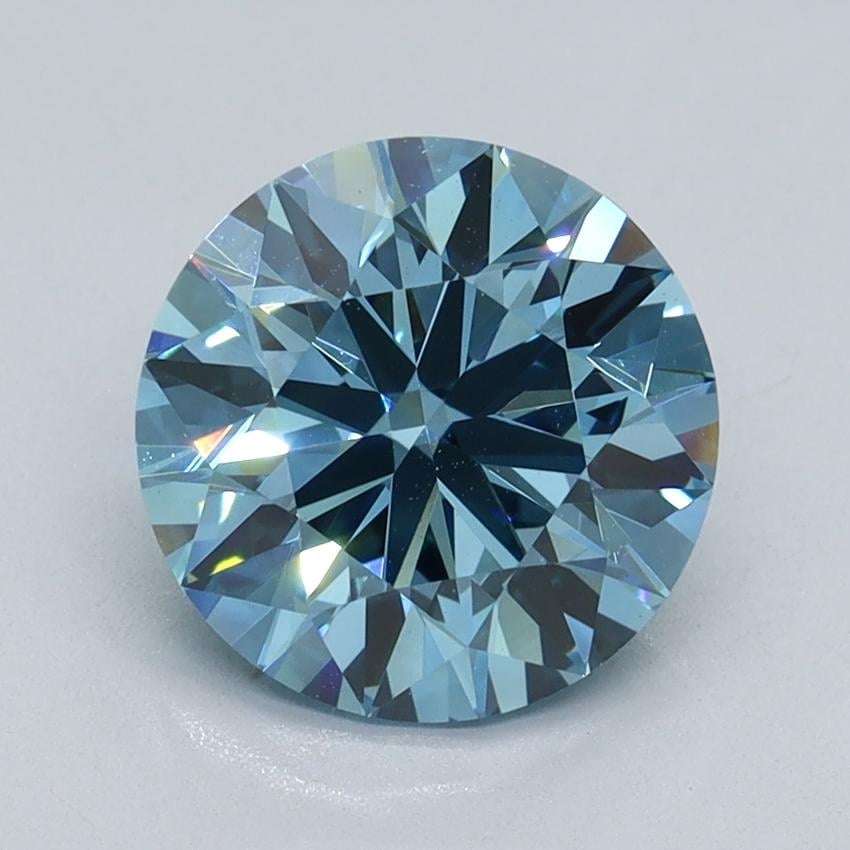 2.27 Ct. Fancy Vivid Malibu Blue Round Lab Grown Diamond
