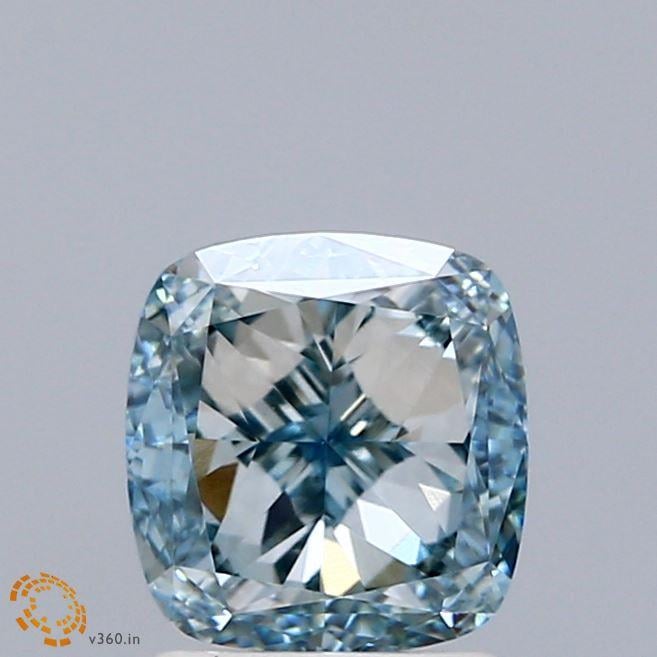 2.06 Ct. Fancy Intense Greenish Blue Cushion Lab Grown Diamond
