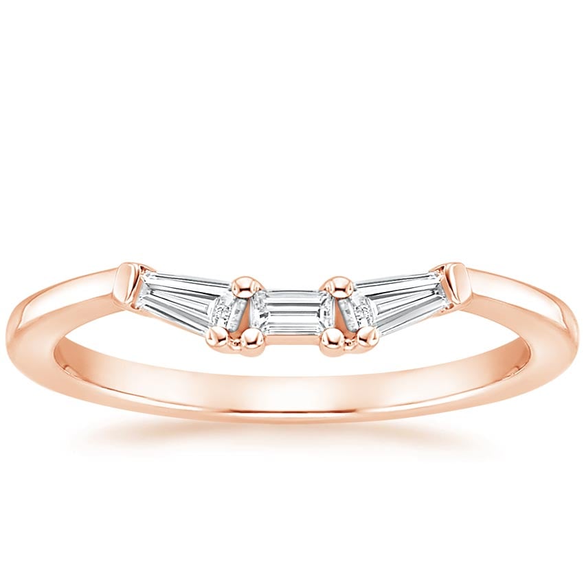 14K Rose Gold Tapered Baguette Diamond Ring, large top view