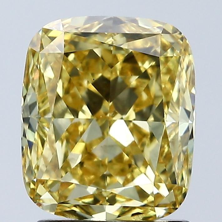 2.08 Ct. Fancy Vivid Yellow Cushion Lab Grown Diamond
