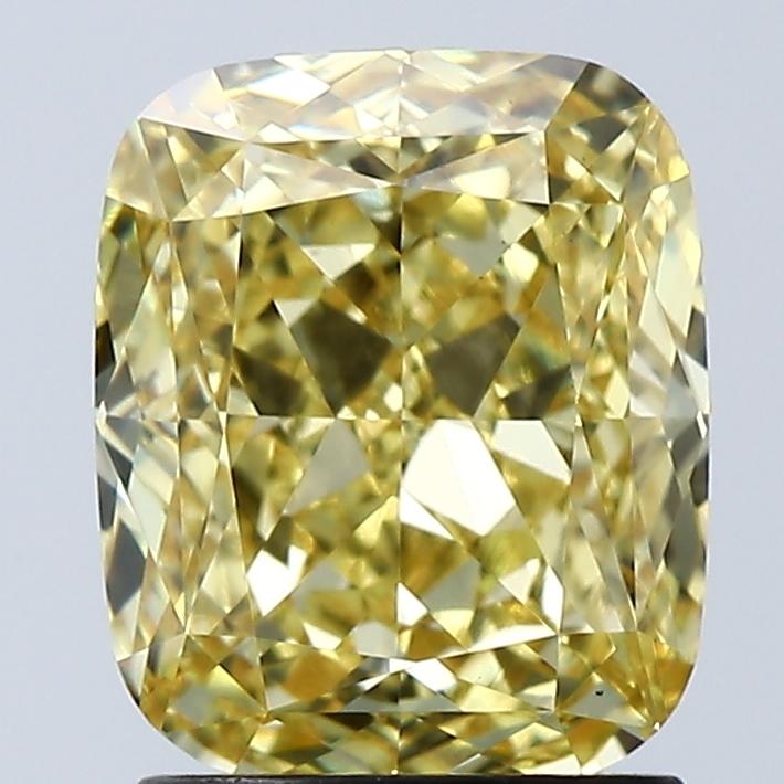 2.08 Ct. Fancy Vivid Yellow Cushion Lab Grown Diamond