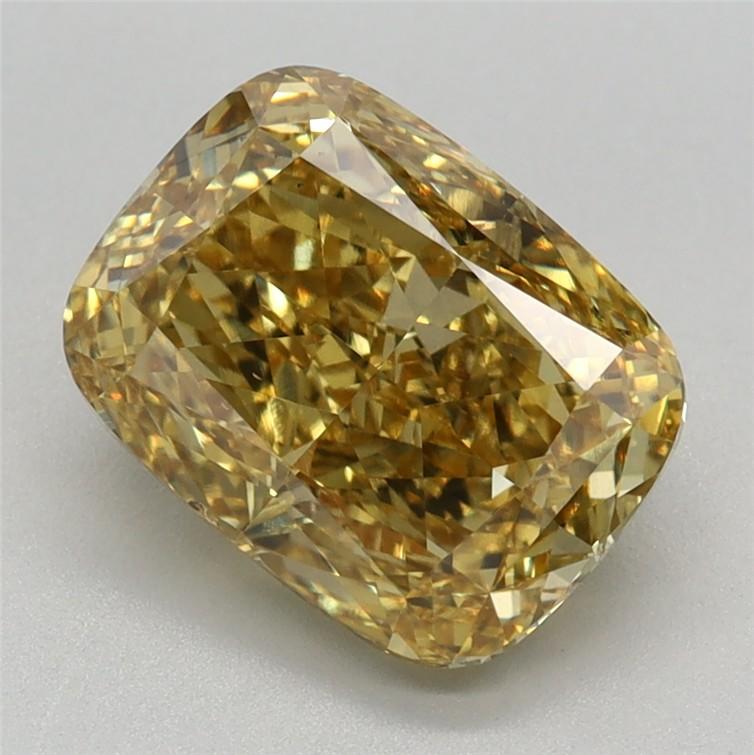 2.40 Ct. Fancy Vivid Greyish Yellow Cushion Lab Grown Diamond
