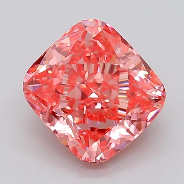 3.11 Ct. Fancy Vivid  Pink Cushion Lab Grown Diamond