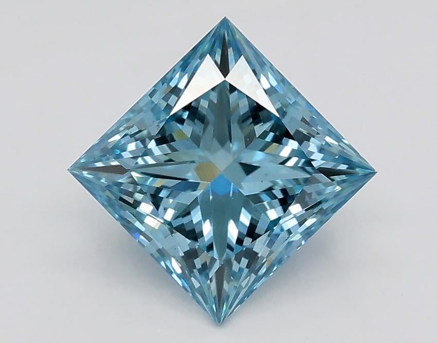 1.52 Ct. Fancy Intense Greenish Blue Princess Lab Grown Diamond