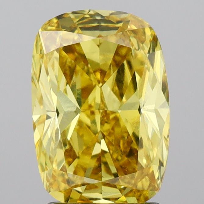 1.76 Ct. Fancy Vivid Yellow Cushion Lab Grown Diamond