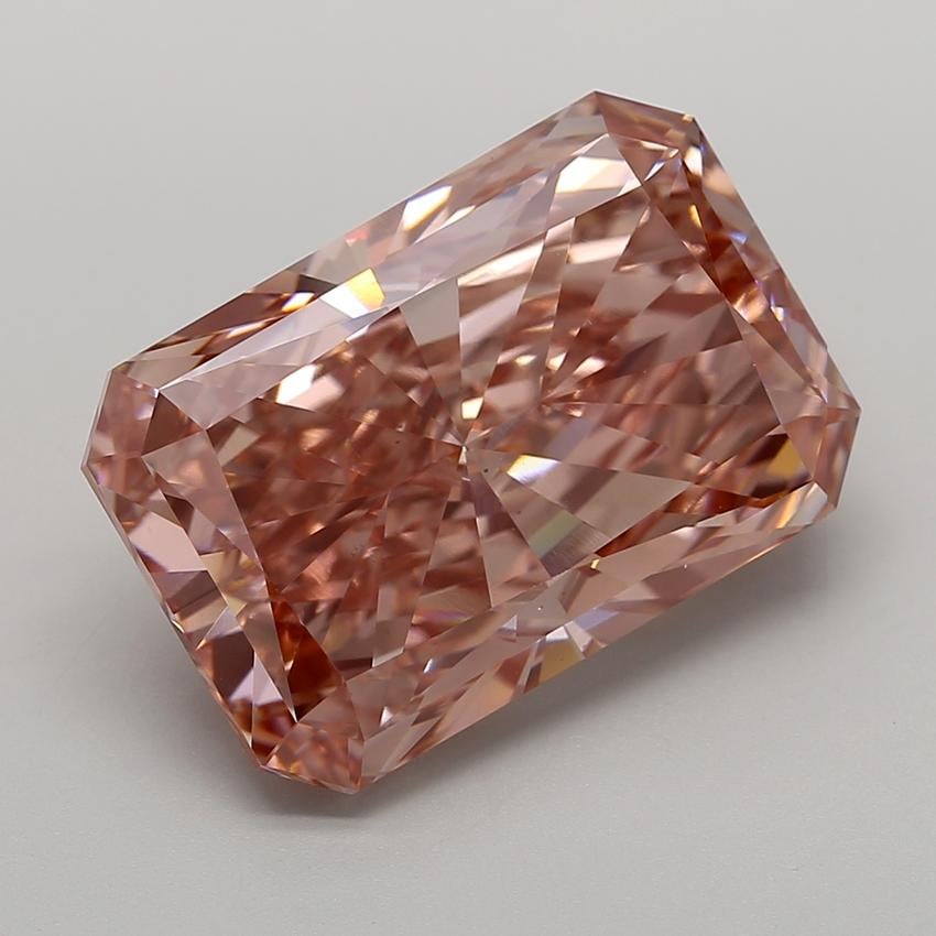 15.25 Ct. Fancy Vivid Brownish Pink Radiant Lab Grown Diamond