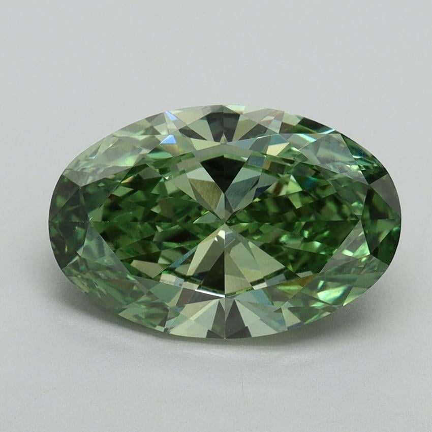 3.01 Ct. Fancy Vivid Green Oval Lab Grown Diamond