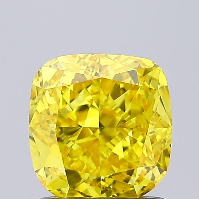 1.11 Ct. Fancy Vivid Yellow Cushion Lab Grown Diamond