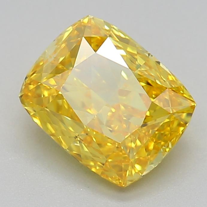 1.03 Ct. Fancy Vivid Yellow Cushion Lab Grown Diamond