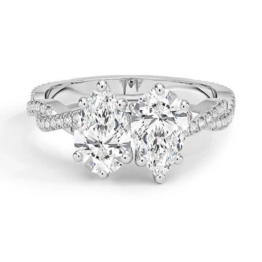 Custom Twisting Toi et Moi Pear Diamond Ring