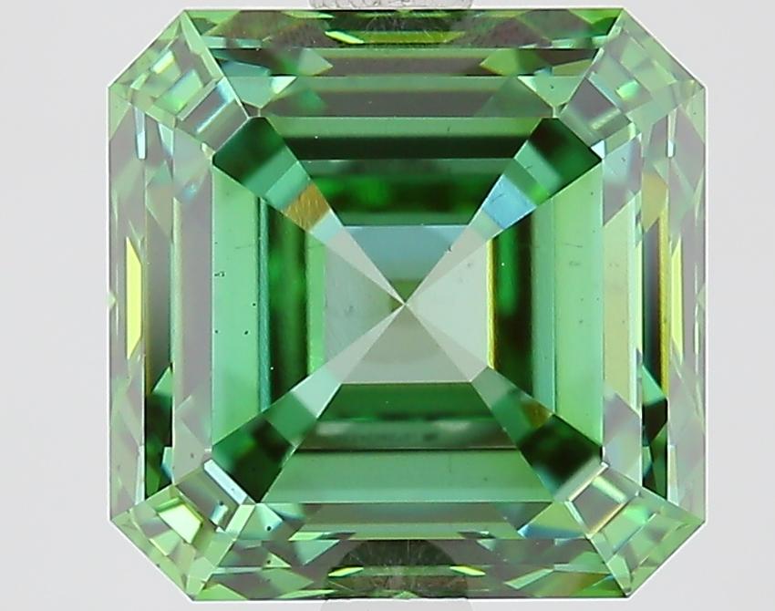 3.28 Ct. Fancy Vivid Green Asscher Lab Grown Diamond