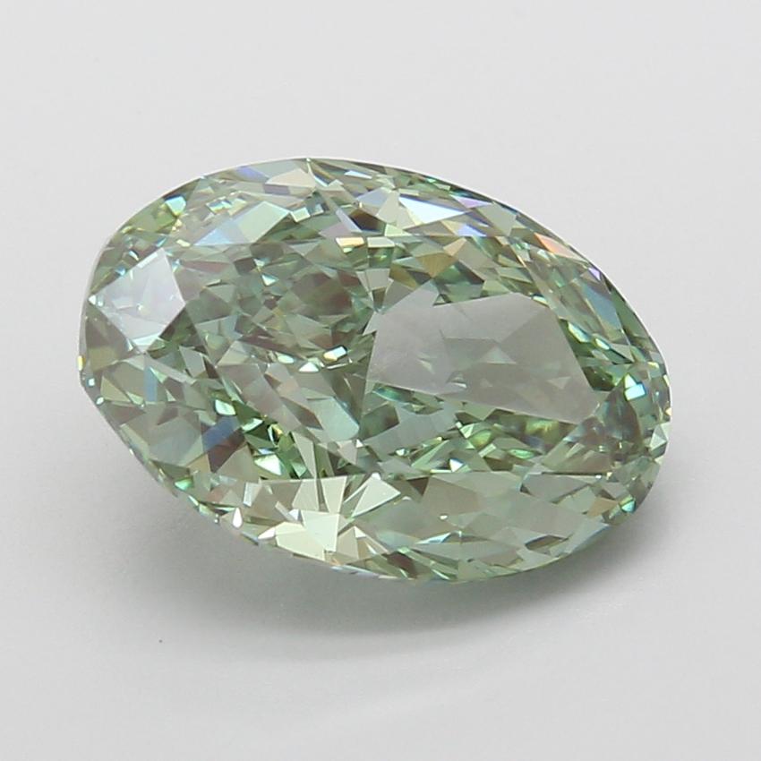 5.11 Ct. Fancy Vivid Green Oval Lab Grown Diamond