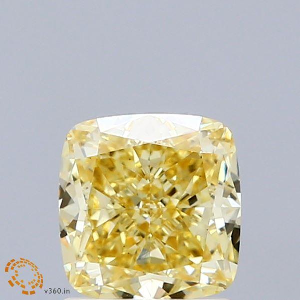 1.28 Ct. Fancy Intense Yellow Cushion Lab Grown Diamond