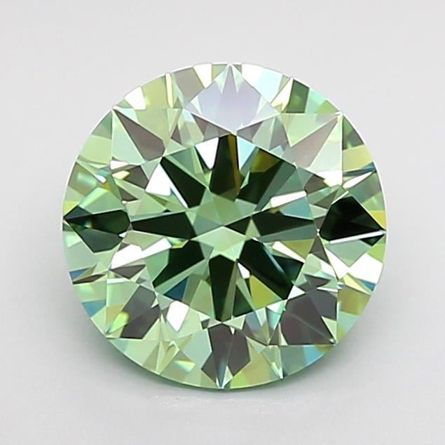 1.71 Ct. Fancy Vivid Green Round Lab Grown Diamond
