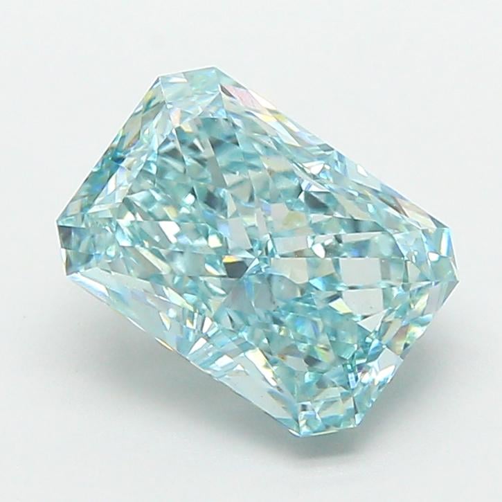 2.54 Ct. Fancy Vivid Greenish Blue Radiant Lab Grown Diamond