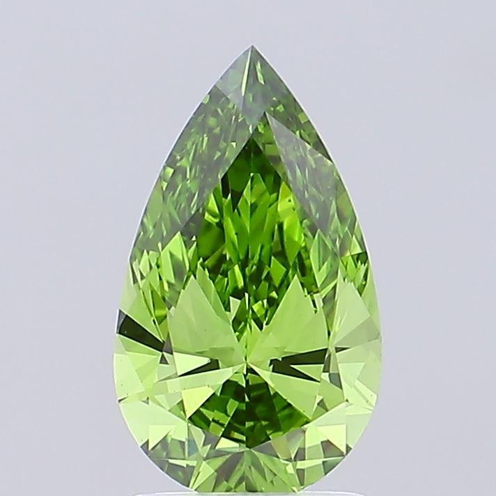 1.63 Ct. Fancy Vivid Green Pear Lab Grown Diamond