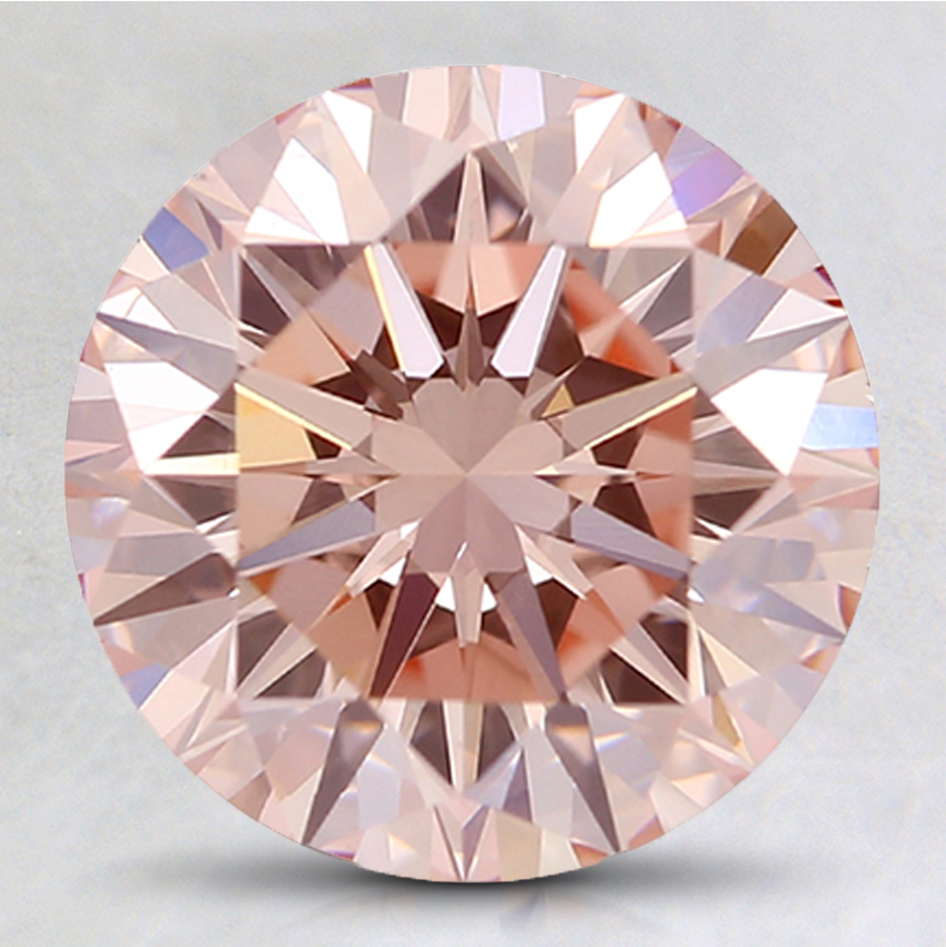 2.54 Ct. Fancy Light Orangy Pink Round Lab Created Diamond