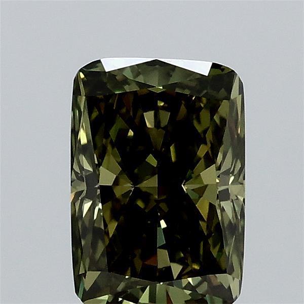 1.05 Ct. Fancy Vivid  Green Cushion Lab Grown Diamond