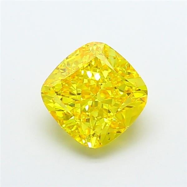 3.06 Ct. Fancy Vivid  Yellow Cushion Lab Grown Diamond