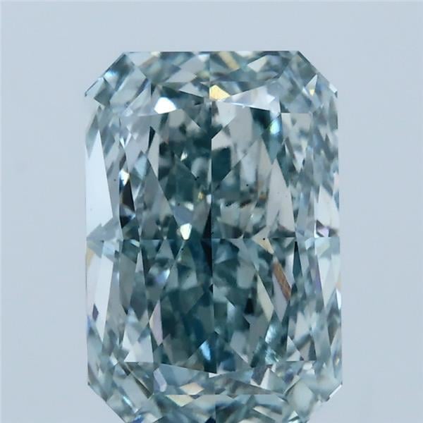 3.08 Ct. Fancy Intense Greenish Blue Radiant Lab Grown Diamond