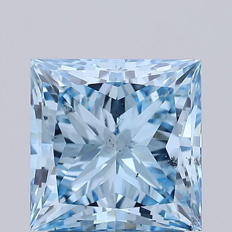 2.01 Ct. Fancy Vivid Blue Princess Lab Grown Diamond