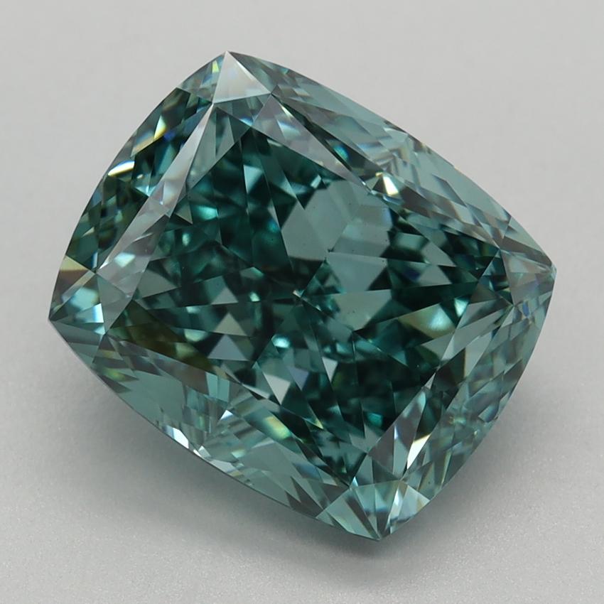 3.12 Ct. Fancy  Vivid Green Cushion Lab Grown Diamond