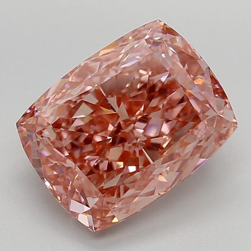7.09 Ct. Fancy Vivid  Pink Cushion Lab Grown Diamond