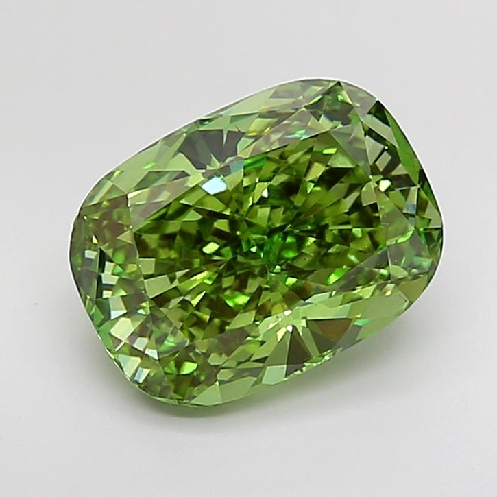 5.26 Ct. Fancy Vivid  Green Cushion Lab Grown Diamond
