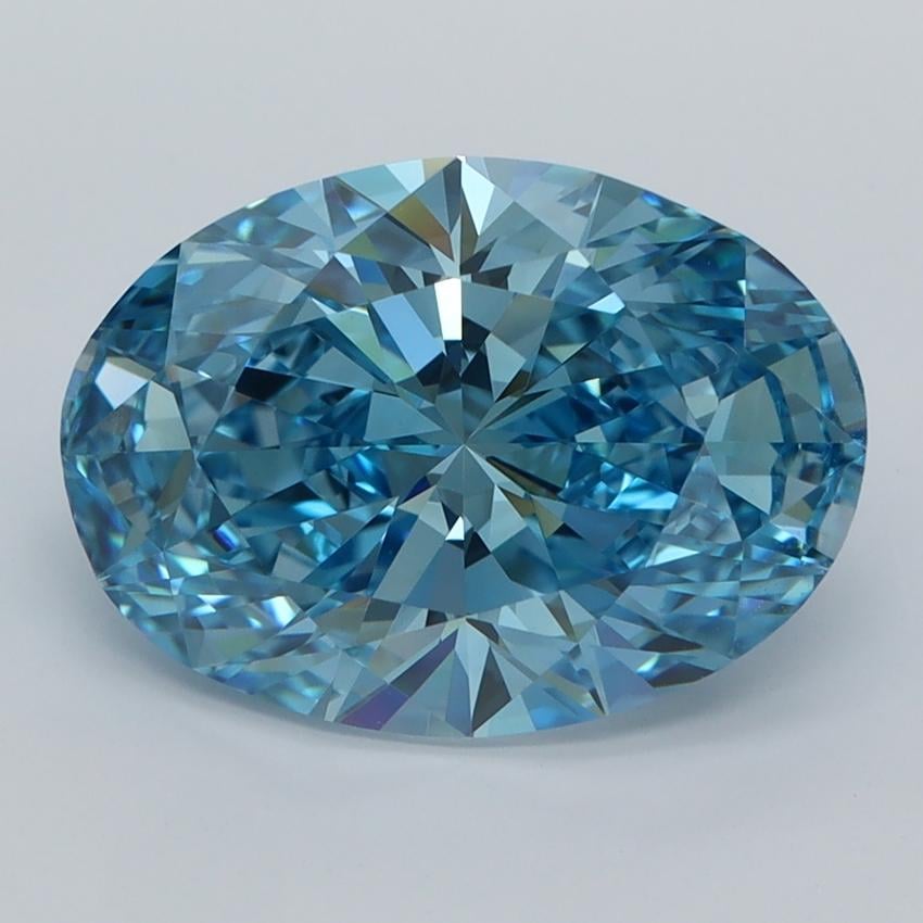 4.02 Ct. Fancy Vivid  Blue Oval Lab Grown Diamond
