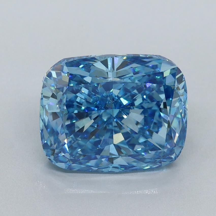 3.09 Ct. Fancy Vivid Malibu Blue Cushion Lab Grown Diamond