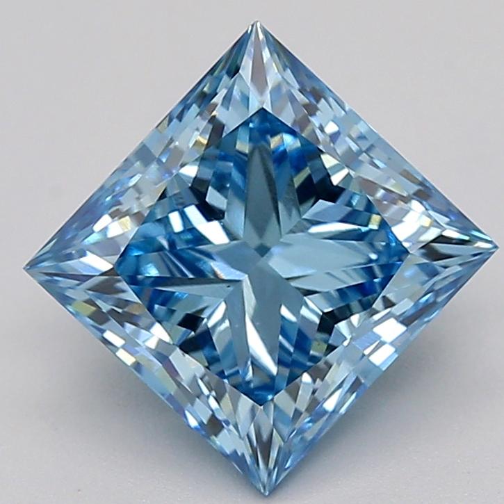 2.14 Ct. Fancy Vivid  Blue Princess Lab Grown Diamond