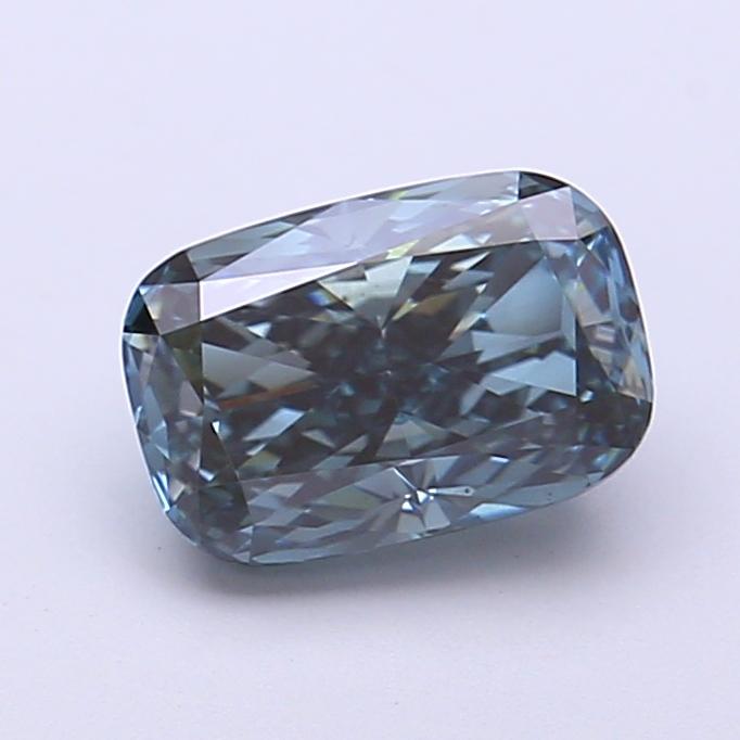 1.58 Ct. Fancy Deep Green Blue Cushion Lab Grown Diamond