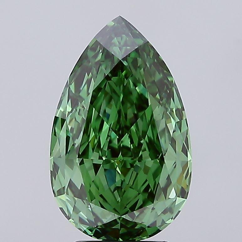 4.17 Ct. Fancy Vivid Green Pear Lab Grown Diamond