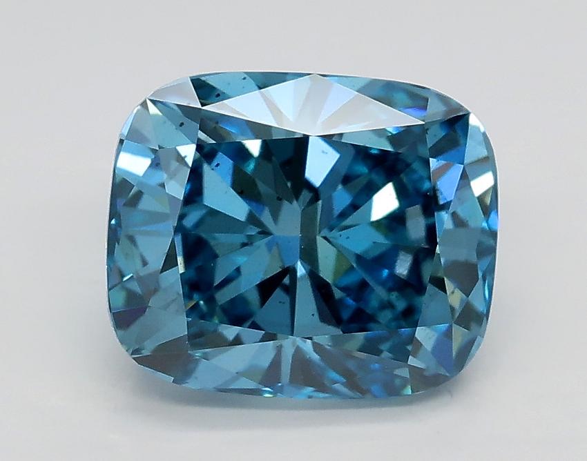 2.21 Ct. Fancy Vivid Blue Cushion Lab Grown Diamond