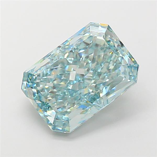 5.09 Ct. Fancy Intense Greenish Blue Radiant Lab Grown Diamond