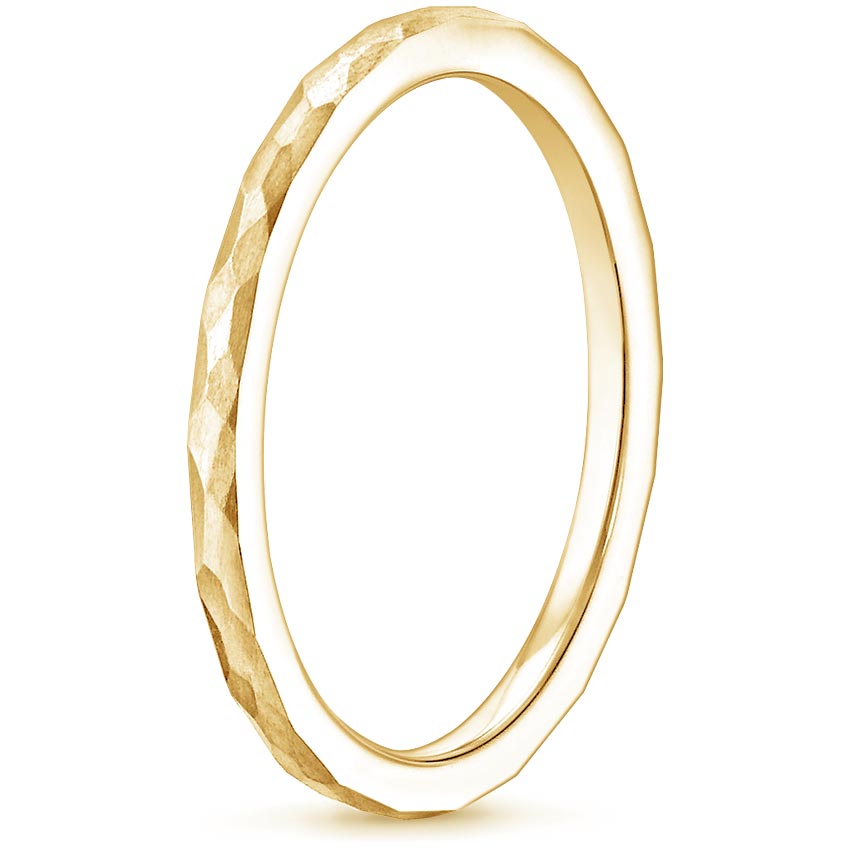 18K Yellow Gold Matte Hammered Petite Comfort Fit Wedding Ring, large side view