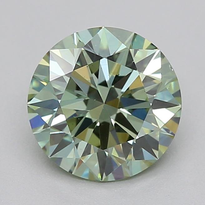 0.74 Ct. Fancy Vivid  Green Round Lab Grown Diamond