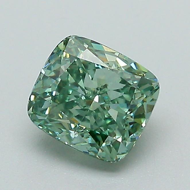 1.04 Ct. Fancy Vivid Green Cushion Lab Grown Diamond