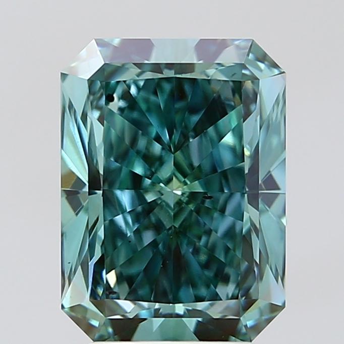 4.01 Ct. Fancy Vivid Bluish Green Radiant Lab Grown Diamond