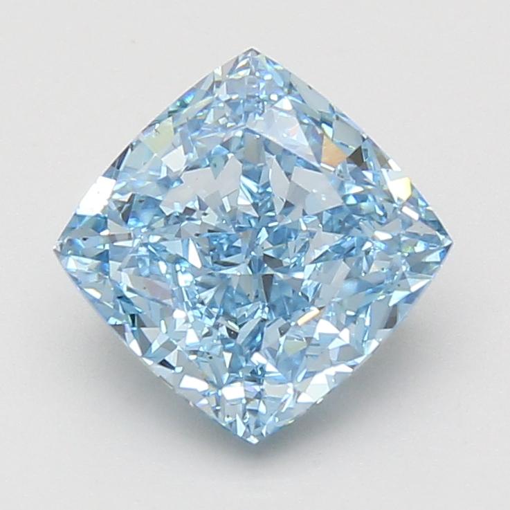 3.07 Ct. Fancy Vivid Blue Cushion Lab Grown Diamond